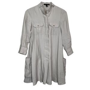 BCBGMAXAZRIA Emilee 3/4 Sleeve A-Line Dress Cargo Pockets Tan Beige Womens XS